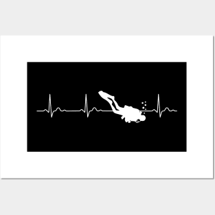 Diving Heartbeat Love Scuba Diver Gift Idea Posters and Art